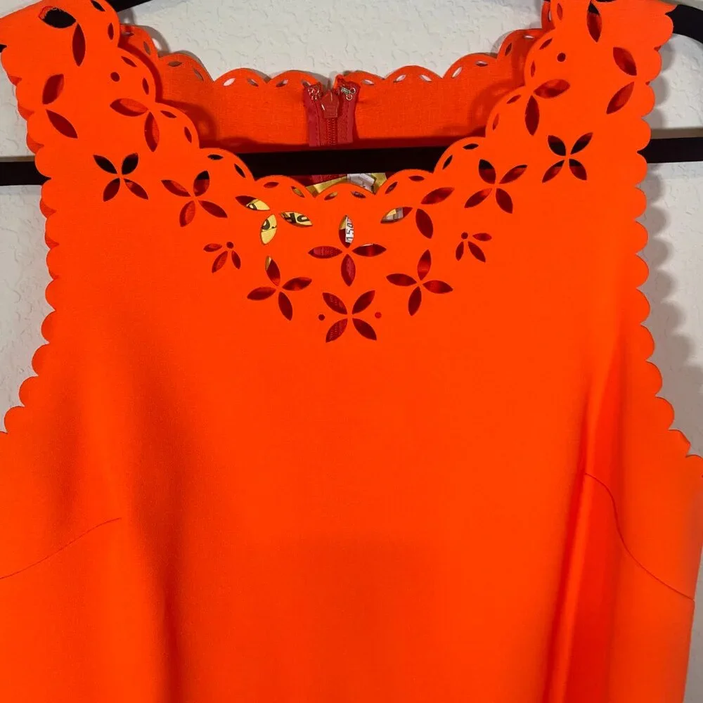 J. Crew Laser Cut Neon Orange Dress - Picture 11 of 14